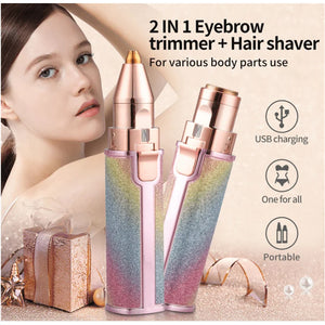 2-in-1 Rechargeable Women’s Face Hair Remover &Mini Painless Lipstick-Style Razor