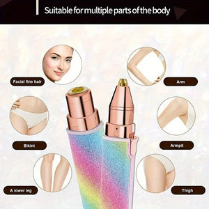 2-in-1 Rechargeable Women’s Face Hair Remover &Mini Painless Lipstick-Style Razor