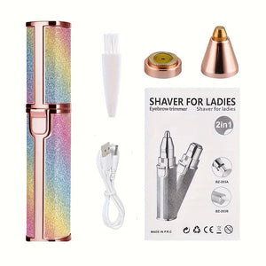 2-in-1 Rechargeable Women’s Face Hair Remover &Mini Painless Lipstick-Style Razor