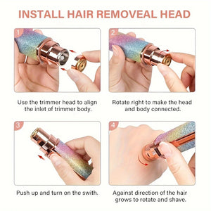 2-in-1 Rechargeable Women’s Face Hair Remover &Mini Painless Lipstick-Style Razor